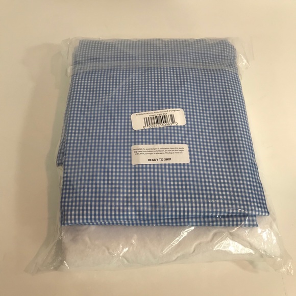 BKB Toddler Mattress Protector & 2 Gingham Sheets - Picture 2 of 5